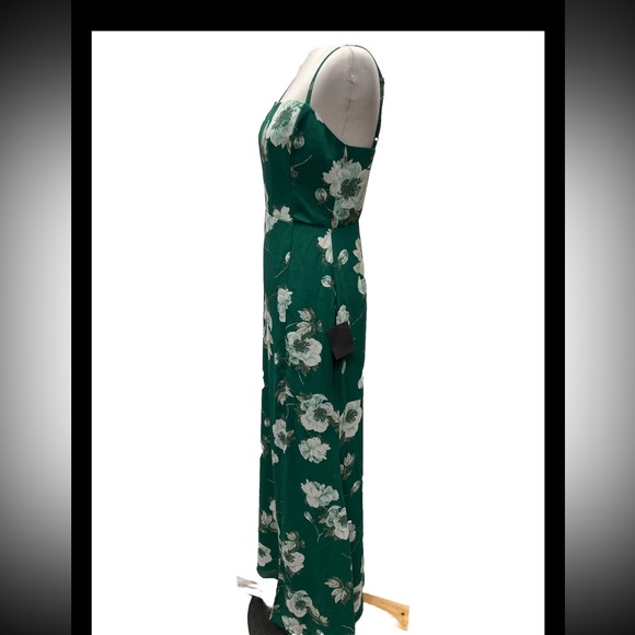 Lulus Feeling Elegant Green Floral Lace Up Slit Maxi Dress - Picture 4 of 8